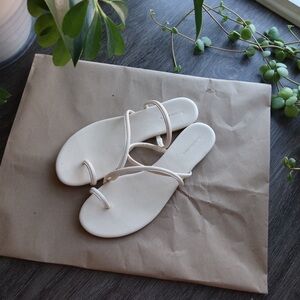 Reformation Ludo Toe Ring Strappy Flat Sandal, Almond Leather